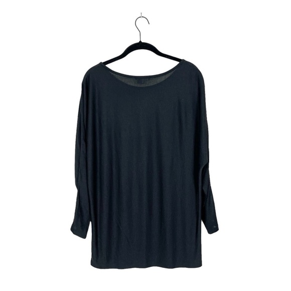 Vince Black Dolman Long Sleeve Rayon Top Minimalist Mesh Detail Boat Neck Size S - Picture 3 of 9